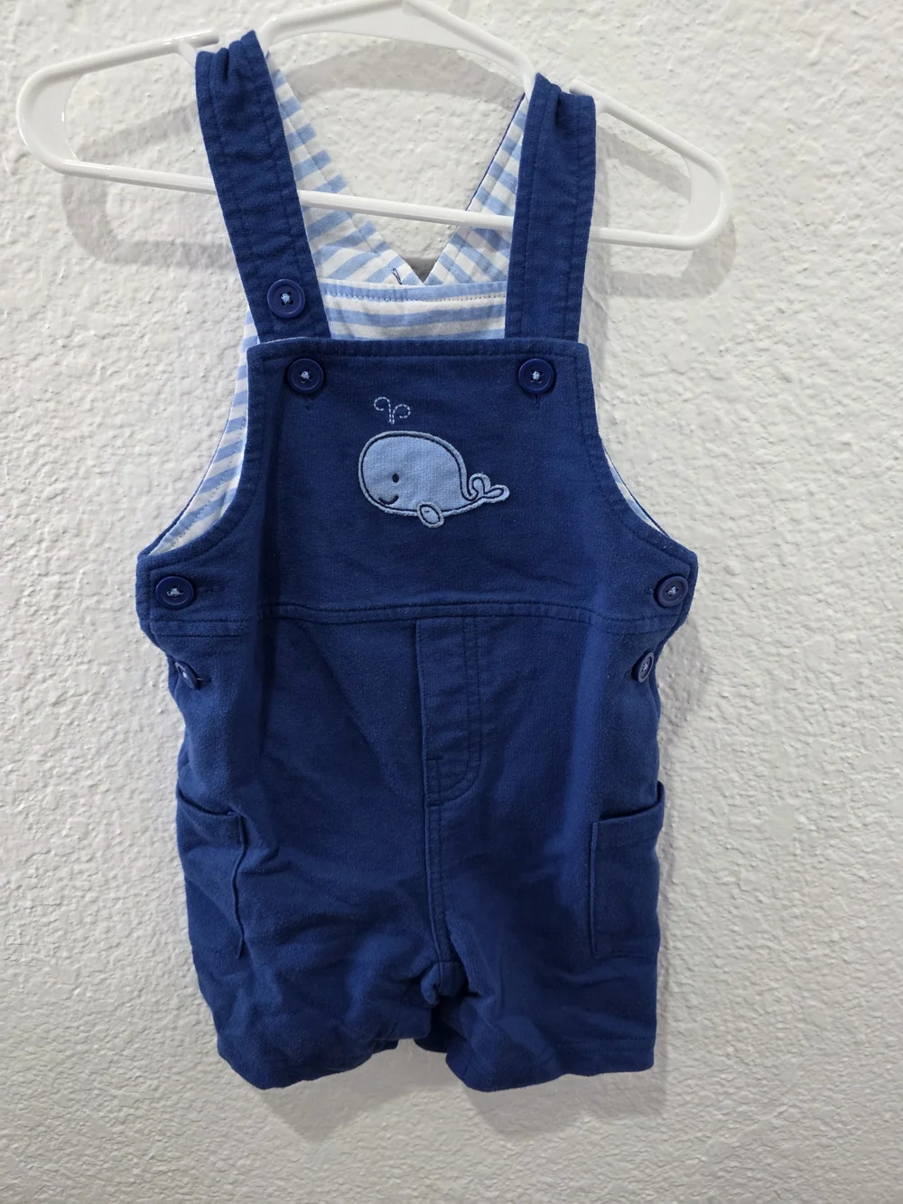 Blue Whale Embroidered Baby Overalls - Kids